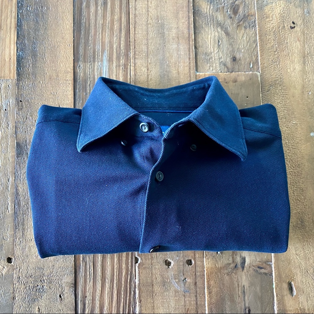 Eton slim fit jersey button down dress shirt navy